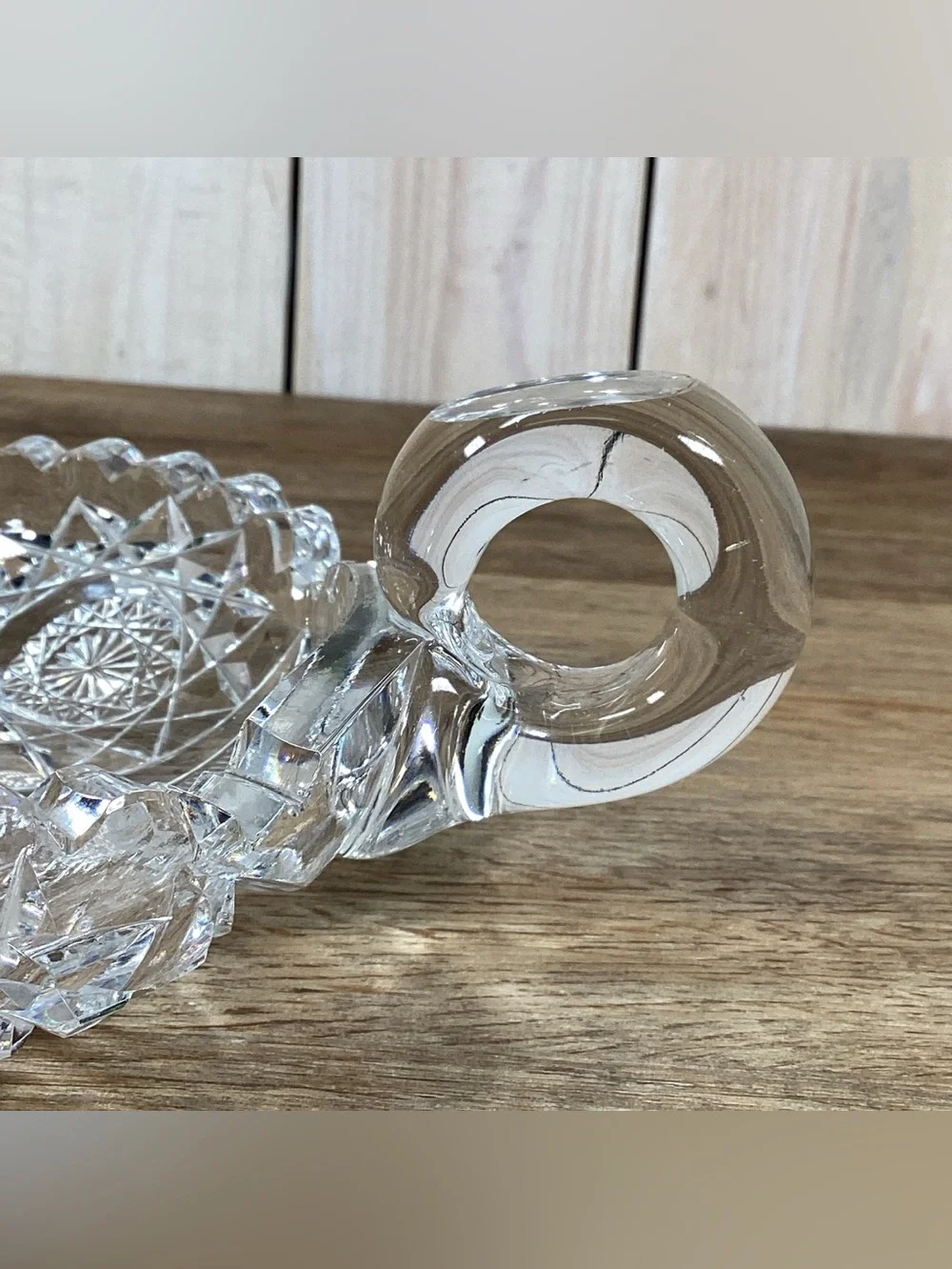 Vintage Brilliant Cut Crystal Nappy Dish with Cocktail Fork